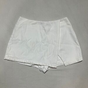 White Cotton Wrap Front Skort Hidden Back Zipper Size‎ Medium Shorts